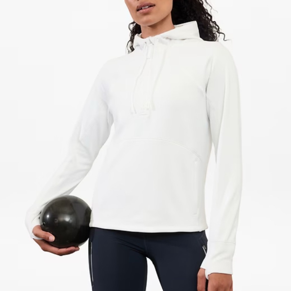 Athleta Unstoppable Fleece Lined Half Zip Sweatshirt Medium White